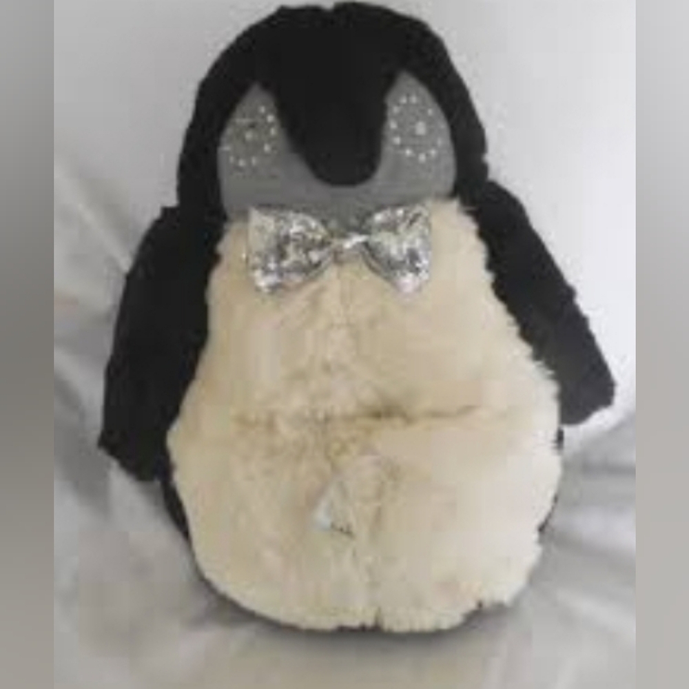 NWT RARE Pottery Barn Jeweled Plush Penguin Speaker Animal - Black and Ivory